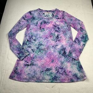 LOGO Lori Goldstein Layers Fairy Lace Top Colorful Long Sleeve Boho Shirt S/M